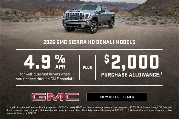 4.9% APR for well-qualified buyers when you finance through GM Financial.1

Plus, $2,000 PURCHASE...