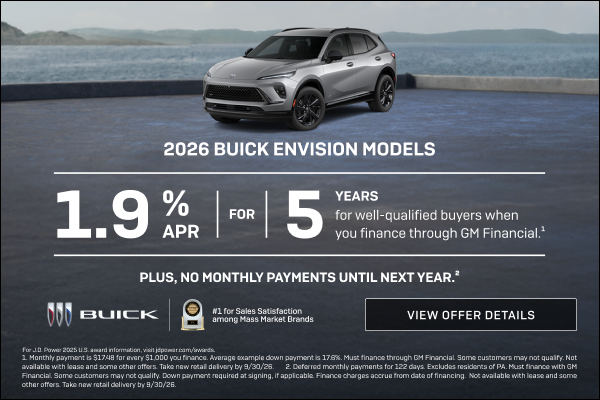 1.9% APR FOR 5 YEARS for well-qualified buyers when you finance through GM Financial.1 

Plus, no...